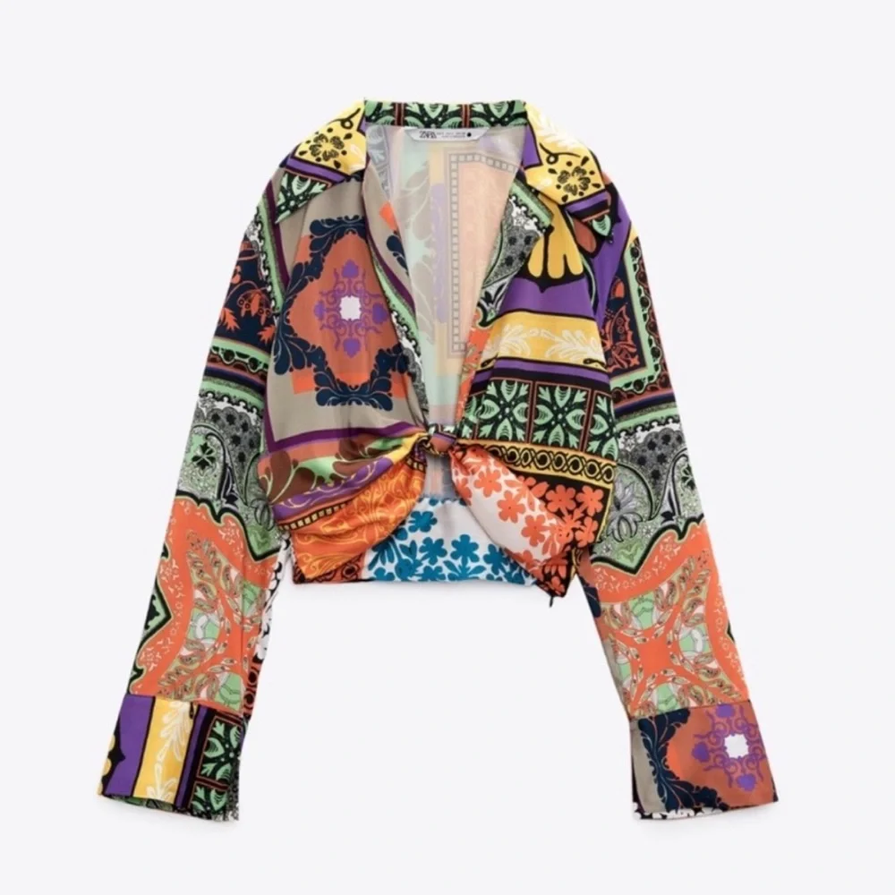 Zara printed crop blouse - never worn - Picture 2 of 7